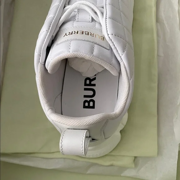 Burberry Leather Quilted White Sneakers - Picture 14 of 17